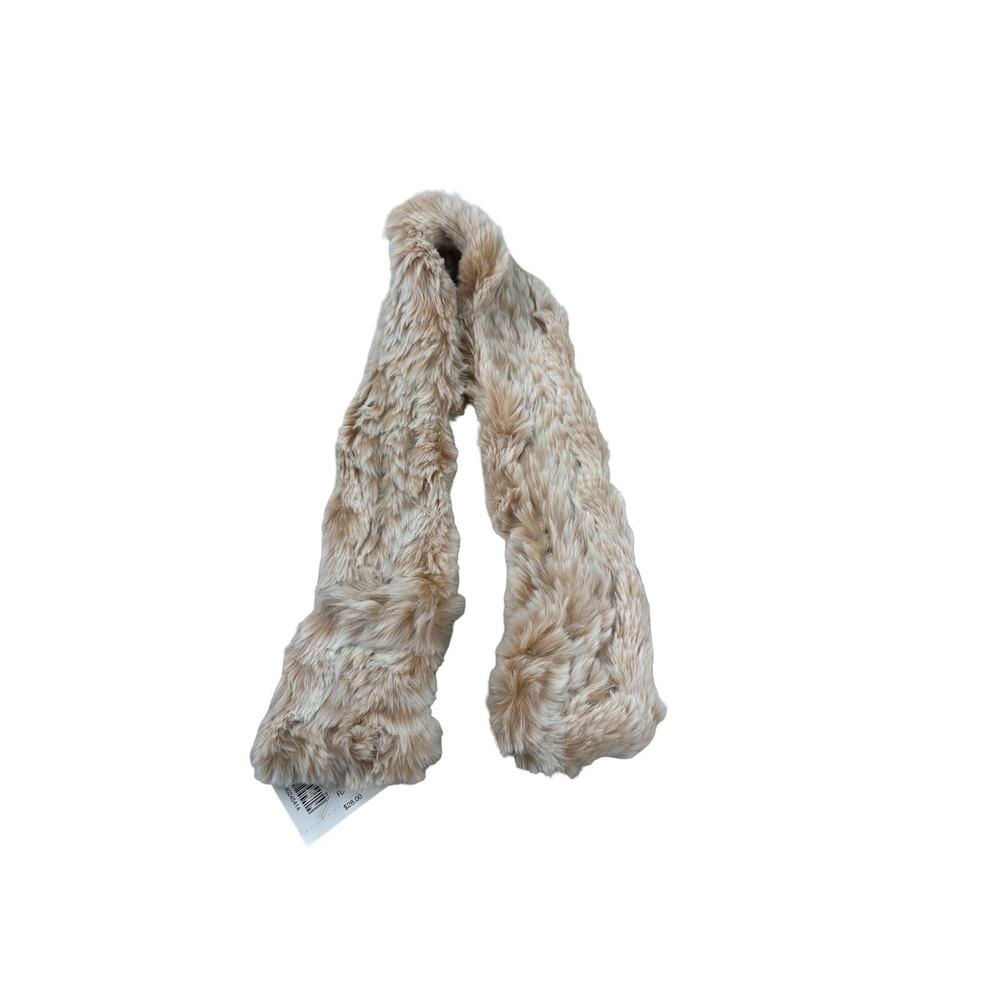 Preston & York Rabbit Fur Scarf Tan Brown Real Fur Soft Winter NWT